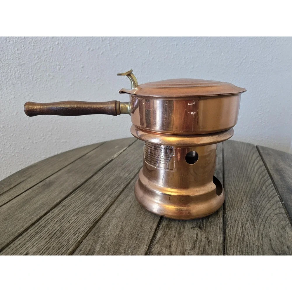 Vintage Copper Teleflora Portugal 1984 Les Bonbons Pot & Le Feu Warmer French
